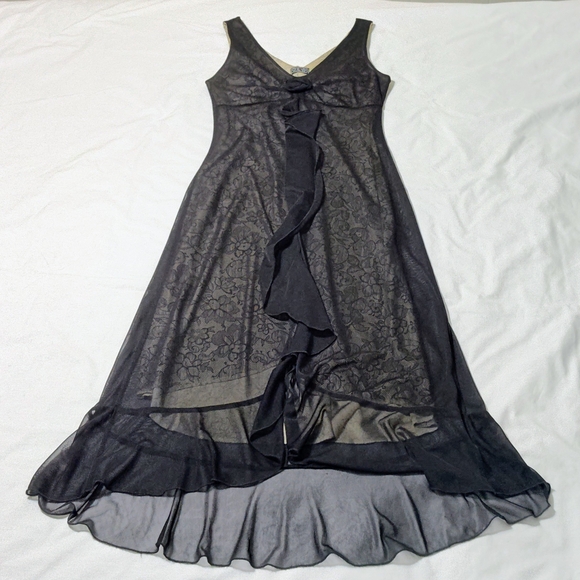 Heart Moon Star Y2K Black Sheer Midi Dress - Picture 4 of 7